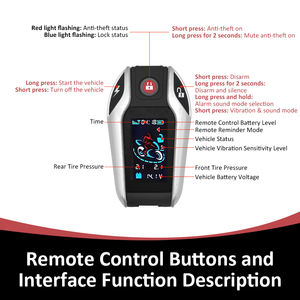 Système d'alarme de voiture bidirectionnel antivol PKE avec écran LCD pour moto sans dispositif de surveillance de la pression des pneus - Product Image 3
