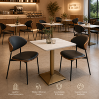 Ensemble de tables et chaises de restaurant commercial en gros avec sièges rembourrés noirs pour la fourniture de projets de bistrots, de restaurants de steaks et d'hôtels