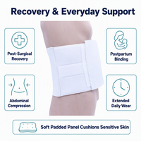 Ceinture abdominale post-chirurgicale blanche avec panneau rembourré à 3 niveaux
