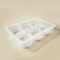 Boîte alimentaire jetable carrée à 6 compartiments pour pains vapeur, tartes, pizzas, hamburgers, en plastique PET/PP, avec couvercle transparent de 7 cm