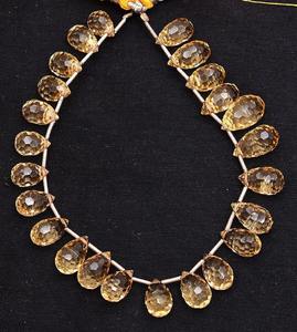 Perles concaves en citrine naturelle, forme goutte d'eau, coupe nid d'abeille, pierres précieuses de 7x10 mm à 8x12 mm - Product Image 2