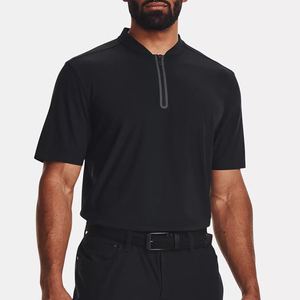 Chemises polo de golf pour hommes de haute qualité personnalisées, noires, avec fermeture éclair, col zippé, t-shirts polo tendance pour hommes - Product Image 1