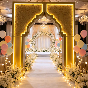 Smooth Popular White Pvc Led Light Stage Background 3d Acrylic India Pattern <b>Backdrop</b> for Wedding Event - Product Image 3