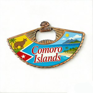 Souvenir touristique <span class=keywords><strong>des</strong></span> îles <span class=keywords><strong>Comores</strong></span>, aimant de réfrigérateur personnalisé en forme d'éventail en alliage de zinc - Product Image 3
