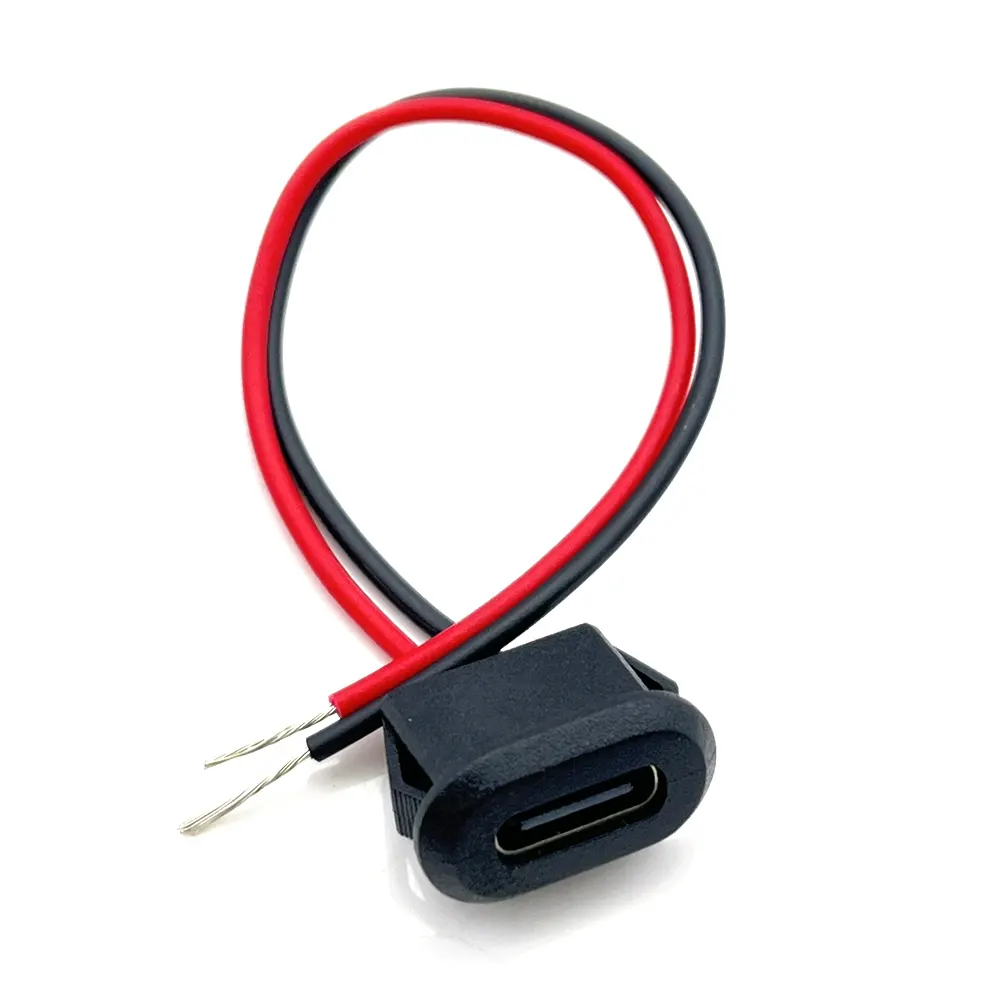 สายเชื่อมกันน้ำ USB Type-C 2Pin,คอนเนคเตอร์ตัวเมียสำหรับชาร์จโทรศัพท์มือถือกระแสไฟฟ้าขนาดใหญ่ขั้วต่อ USB-C จำนวน1ชิ้น