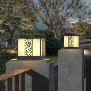 Lampes solaires de poteau d'extérieur, nouveau style chinois, en acier inoxydable, pour portail, cour, villa, clôture - Product Image 2