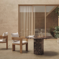 Table à manger extensible Kumusi Furniture en marbre naturel brun foncé Emperado pour usage en atelier