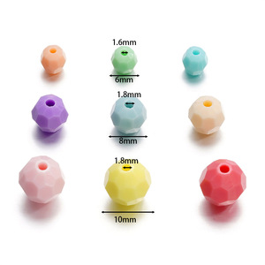 Perles rondes à facettes en acrylique de 10mm, perles dispersées pour la fabrication de bracelets et de colliers pour enfants - Product Image 2
