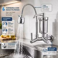 Robinet de cuisine mural ABS en gros du Brésil, double poignée, style ferme, avec filtre purificateur d'eau, bec flexible en plastique