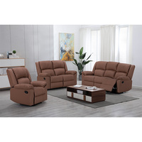 Canapé inclinable moderne extensible en cuir véritable avec console et porte-gobelets pour salon