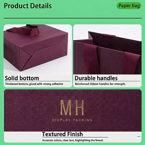 Bolsas de Regalo de Papel Ecológicas con Aspecto de Terciopelo, Resistentes al Agua, con Revestimiento Mate de Terciopelo, Base Reforzada y Asa de Cinta Trenzada - Product Image 2
