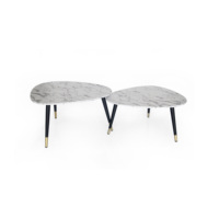 Moderne élégant design rabattable motif marbre table basse table d'appoint avec des jambes en bois
