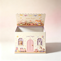 Boîte cadeau mignonne en forme de maison, boîte en papier personnalisée avec logo et poignée, motif dessin animé pour emballage de bonbons, jouets et cadeaux d'anniversaire pour bébés et enfants
