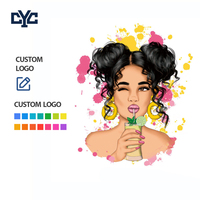 Venta al por mayor de bordados DTF 3D personalizados estilo femenino de chica de dibujos animados negra, inspirados en Boss Girl, lavables y termoadhesivos.