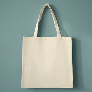 Sac fourre-tout promotionnel personnalisé avec logo, en toile de coton beige naturel durable, à longues poignées et fermeture à glissière, idéal pour le shopping ou comme sac cadeau. - Product Image 1