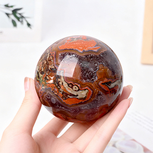 Wholesale Natural Healing <b>Crystal</b> <b>Balls</b> Druzy Red Money Agate Stone <b>Crystal</b> Spheres for Decoration - Product Image 4