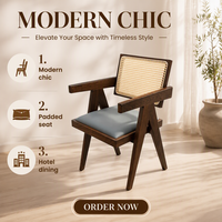 Fauteuil contemporain en bois avec dossier tissé et assise en tissu, chaise de loisirs moderne pour salon, hôtel, maison, bar