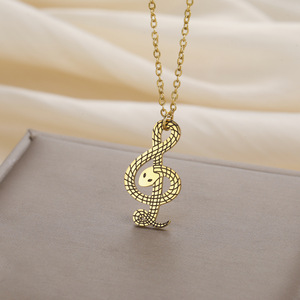 Collar con Nota Musical de Serpiente, Gargantilla Gótica, Joyería Punk, Regalo de <span class=keywords><strong>Halloween</strong></span> para Hombres y Mujeres, Collar de Acero Inoxidable - Product Image 1