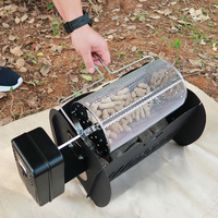 Gril de camping multifonctionnel Machine à rôtir automatique pivotante pour barbecue Rôtissoire à charbon de bois avec paniers rotatifs en acier inoxydable
