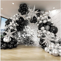 Nouvelles tendances noir argent joyeux anniversaire ballons arc Kit fête ensemble violet décorations de fête de remise des diplômes pour les fournitures de fête