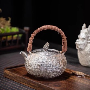 <b>Silver</b> Plated Teapot Round With Handle Heat Resistant For Kung Fu <b>Tea</b> <b>Set</b> Home Use Afternoon <b>Tea</b> - Product Image 1