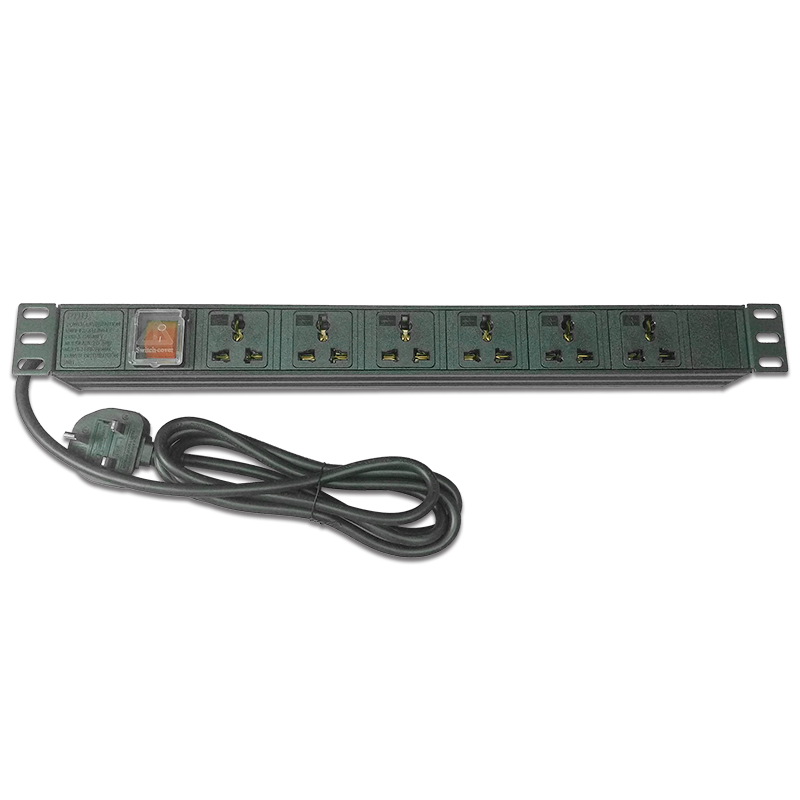 19 "48V 6 Way Đức Loại Rack Mounts phân phối điện đơn vị Power Strip UK PDU