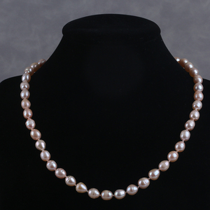 Collar de perlas de agua dulce reales de 8-9mm para mujer, joyería de perlas de agua dulce de arroz - Product Image 3