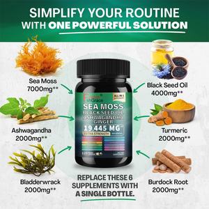 Complément de mousse marine haute puissance 19445 mg avec huile de nigelle pour adultes – Améliore l'immunité – Capsules de mousse marine - Product Image 3