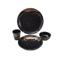 Assiettes à dîner écologiques pour la maison et les restaurants, logo personnalisé, mélamine, assiettes noires solides pour les restaurants