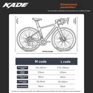 Bicicleta de Carretera/Carrera KADE Light Cavalry M380 de Aluminio con Cableado Interno Completo, Manillar Curvo Ultraligero y Rápido, Doble Freno de Disco - Product Image 4