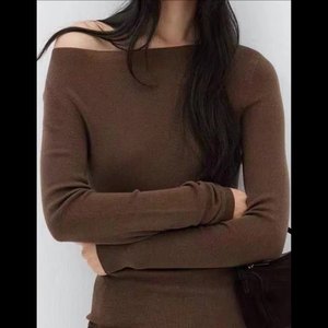 Suéter de lana sin costuras directo de fábrica suéter de fondo en capas de cuello redondo ajustado para mujer - Product Image 5