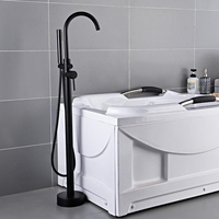Mitigeur de bain-douche monocommande en laiton doré pour salle de bain, eau froide et chaude, robinet de baignoire autoportant