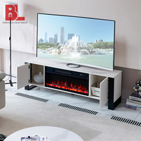 Cheminée électrique en bois nordique F-646, meuble TV de 63 pouces, style moderne et luxueux avec foyer électrique
