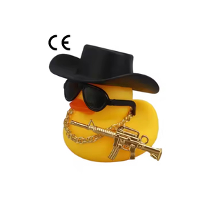 Divertido Juego de Pato vaquero juguete pequeño pato de <span class=keywords><strong>goma</strong></span> con gafas de sol niños casa de juegos juguete lindo <span class=keywords><strong>patito</strong></span> para regalos o decoración de coche - Product Image 1