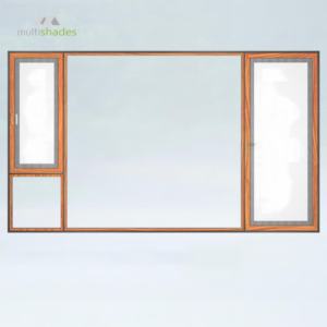 Fenêtre à battants décorative en bois <span class=keywords><strong>avec</strong></span> revêtement en bois, en aluminium à grain <span class=keywords><strong>de</strong></span> teck, multifonctionnelle et multi-tons - Product Image 4