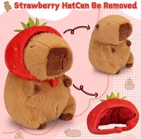 9.8 pouces Kawaii Capybara peluche doux brun Capybara animaux en peluche jouet en peluche avec chapeau de fraise cadeau pour les enfants