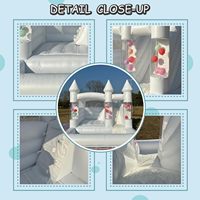 Château gonflable blanc pour intérieur et extérieur avec piscine à balles et toboggan pour mariage, fête d'enfants, décoration de fête d'anniversaire