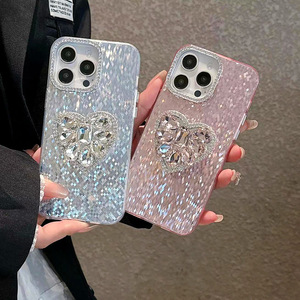 Bling Rhinestone Heart <span class=keywords><strong>Pop</strong></span> - <span class=keywords><strong>Socket</strong></span> Phone <span class=keywords><strong>Case</strong></span> para <span class=keywords><strong>iPhone</strong></span> 16 15 14 13 12 <span class=keywords><strong>Pro</strong></span> Max Sparkly Glitter Cover - Product Image 2