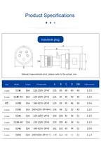 Prise de courant étanche IP44 standard européen, 3 broches, 16A, 110~250V, PA66, 3 prises AC, vente chaude