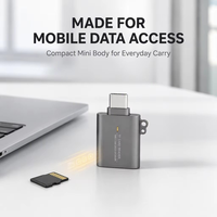 Indikator LED Kuning Kustom Casing Logam Tahan Lama Pembaca Kartu USB C Pembaca Kartu Micro SD TF Adaptor Pembaca Kartu untuk Tablet Komputer