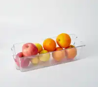 Contenedor de plástico transparente seguro para alimentos, contenedor apilable de acrílico rectangular para nevera, organizador de mango de recorte para refrigerador