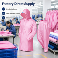 Ensemble uniforme de travail en fibre de polyester imperméable, coupe-vent et antibactérien à capuche pour le personnel de livraison et d'assainissement en extérieur avec poignets élastiques