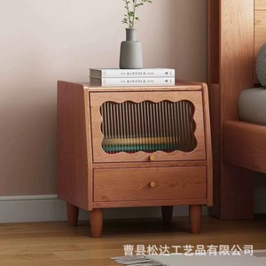 Wooden bedside table, cross-border creative home <b>small</b> storage <b>cabinet</b>, solid wood double-layer bedroom bedside table - Product Image 3