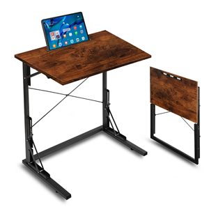 <b>Foldable</b> Multi Functional Side <b>Table</b> With <b>Wooden</b> Top And Metal Frame For Living Room Bedroom Or Home Office Use - Product Image 5