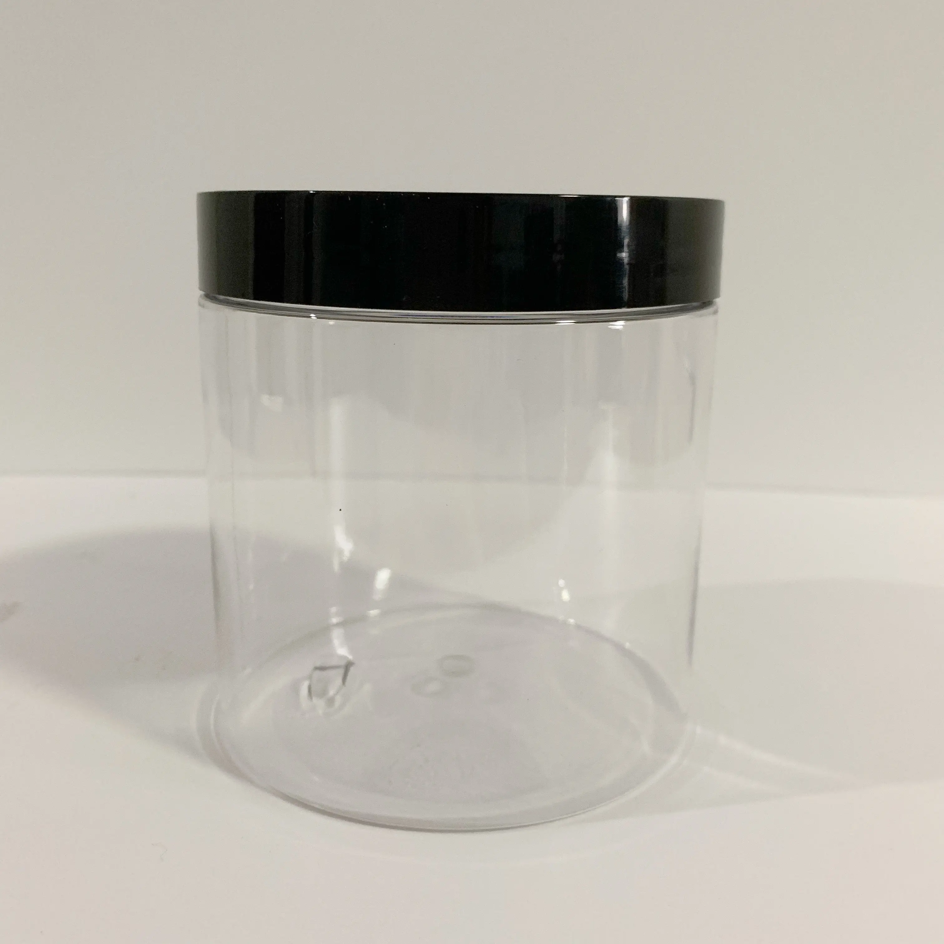 Tarro cosmética cristal transparente y tapa negra 50ml.