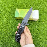 Couteau tactique de survie 478BR, lame Tanto, manche en aluminium noir, couteau pliant, revêtement noir, couteau de poche de survie haut de gamme