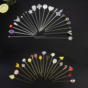 Bâtonnets à mélanger en acier inoxydable 304 avec logo personnalisé, cure-dents, outils décoratifs pour aliments, boissons, cocktails, pics à fruits, garniture - Product Image 1