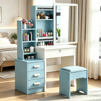 Table de maquillage multifonctionnelle en bois avec étagères de rangement grande capacité et tiroir verrouillable pour chambre d'hôtel, vente en gros