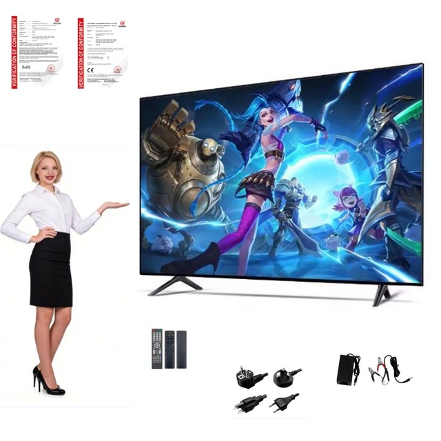 55 Inch UHD Smart TV Wall Mounted Home TV Customized 4K and Plug Supports Multiple Languages