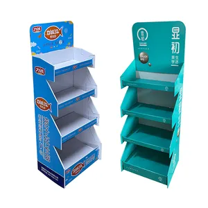 Supermarkt Store Karton Papier boden Display Pop Faltbarer Boden Racking Display Stand Rack Für Candy Snack